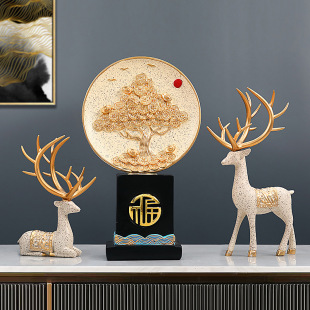 New Chinese Style Living Room Wine Cabinet Money Tree Fortune Ornaments Living Room Entrance Decorations Fortune Lucking Deer housewarming opening gift