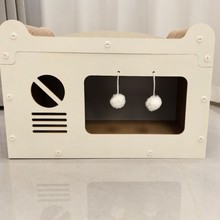 鲲喵KunMeow白色猫窝猫抓板加厚加大耐用电视机款猫别墅四季跨境