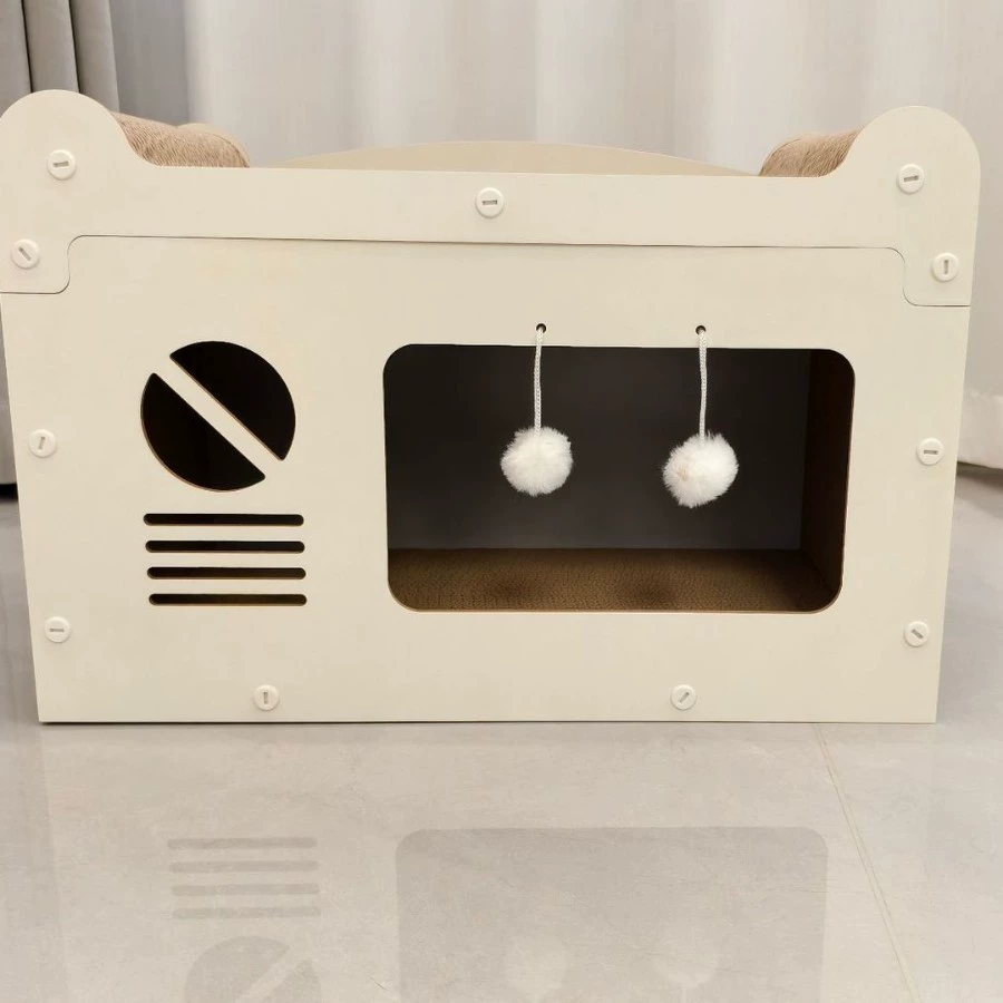 Лежанка-когтеточка для кошек KunMeow, белая, утолщенная и увеличенная, прочная, в форме телевизора, подходит для всех сезонов, для международной доставки.