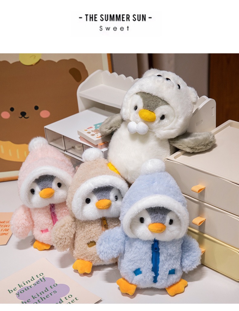 Cross-border costume-changing penguin plush toy, popular oceanarium souvenir gift, doll, stuffed animal, pillow