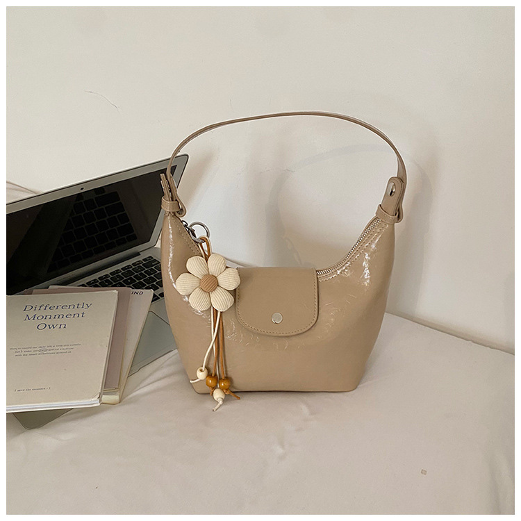 Luxury Oil Wax Leather Underarm Bag For Women - New Fashion Crescent Shoulder & Crossbody Bag - Thumbnail 7