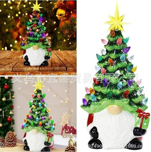 Christmas Cross Border Christmas Tree Dwarf Battery Luminous Resin Midget Christmas Tree Light Ornaments Cute Decorations