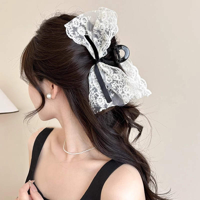 Clip de agarre de lazo de súper hada, parte posterior de la cabeza llena, pinza para el cabello, clip para el cabello de princesa, tocado de clip de tiburón de sentido avanzado