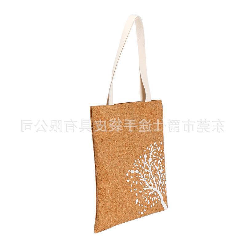 Designer Original Eco-friendly Cork Handbag Waterproof Real Wood Shoulder Bag Creative Printed Cork Shopping Bag