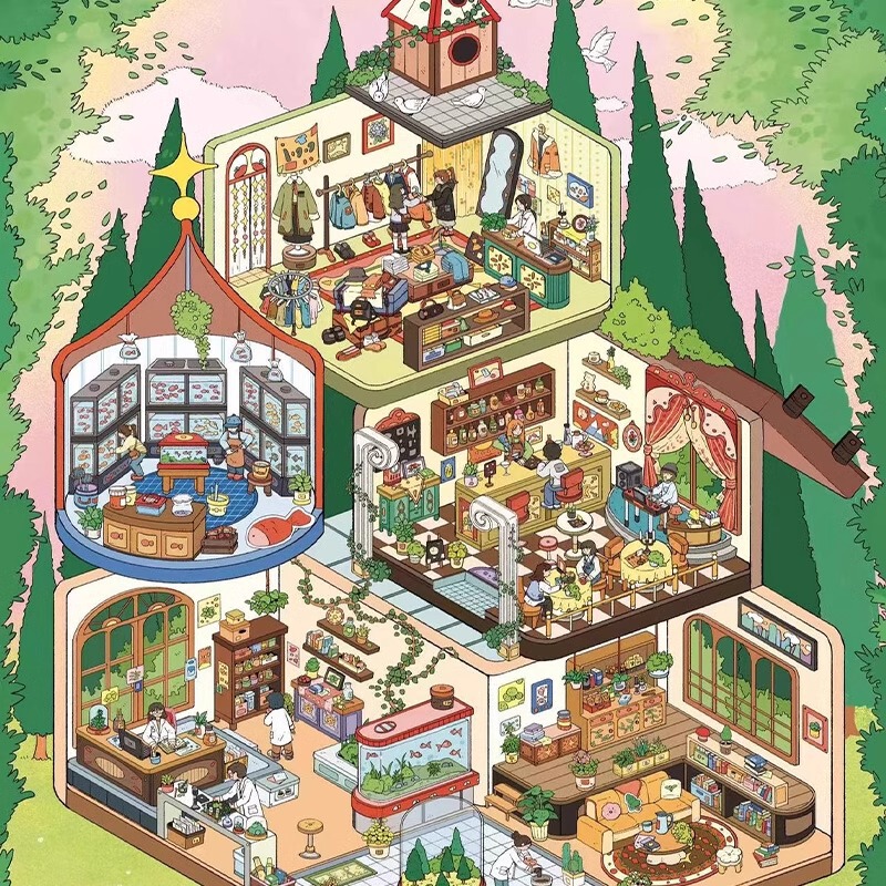 橙子莉莉2.0造景贴纸大版少女妙妙屋原创微缩场景合集本蓝梦蝶居|undefined