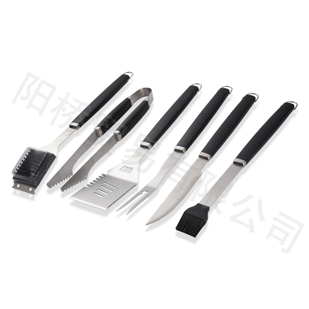 Venta directa de fábrica Amazon barbacoa al aire libre barbacoa combinación herramientas mango plástico Acero inoxidable parrilla traje