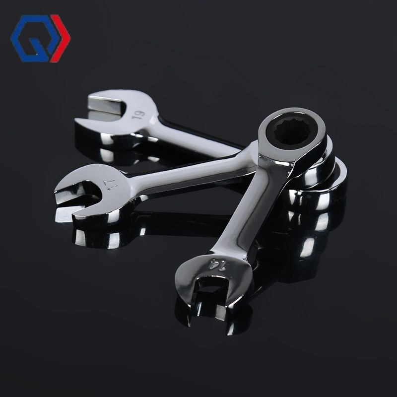 庆迪厂家供应多规格短柄棘轮两用扳手工具套装 开口梅花快速扳手