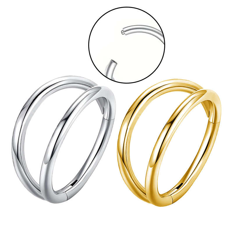 Zesen 316 Stainless Steel Seamless Ring Double Ring Double Bevel Closed Ring Nose Ring Septum Ring Piercing Jewelry detail image 3