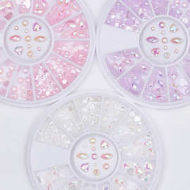 美甲幻彩果冻异形钻盒 果冻钻饰品 粉色紫色白色可选 6cm圆盘系列