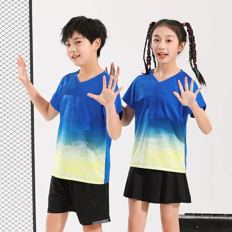 儿童训练服羽毛球服男女速干透气球衣校运会比赛运动服批发印字