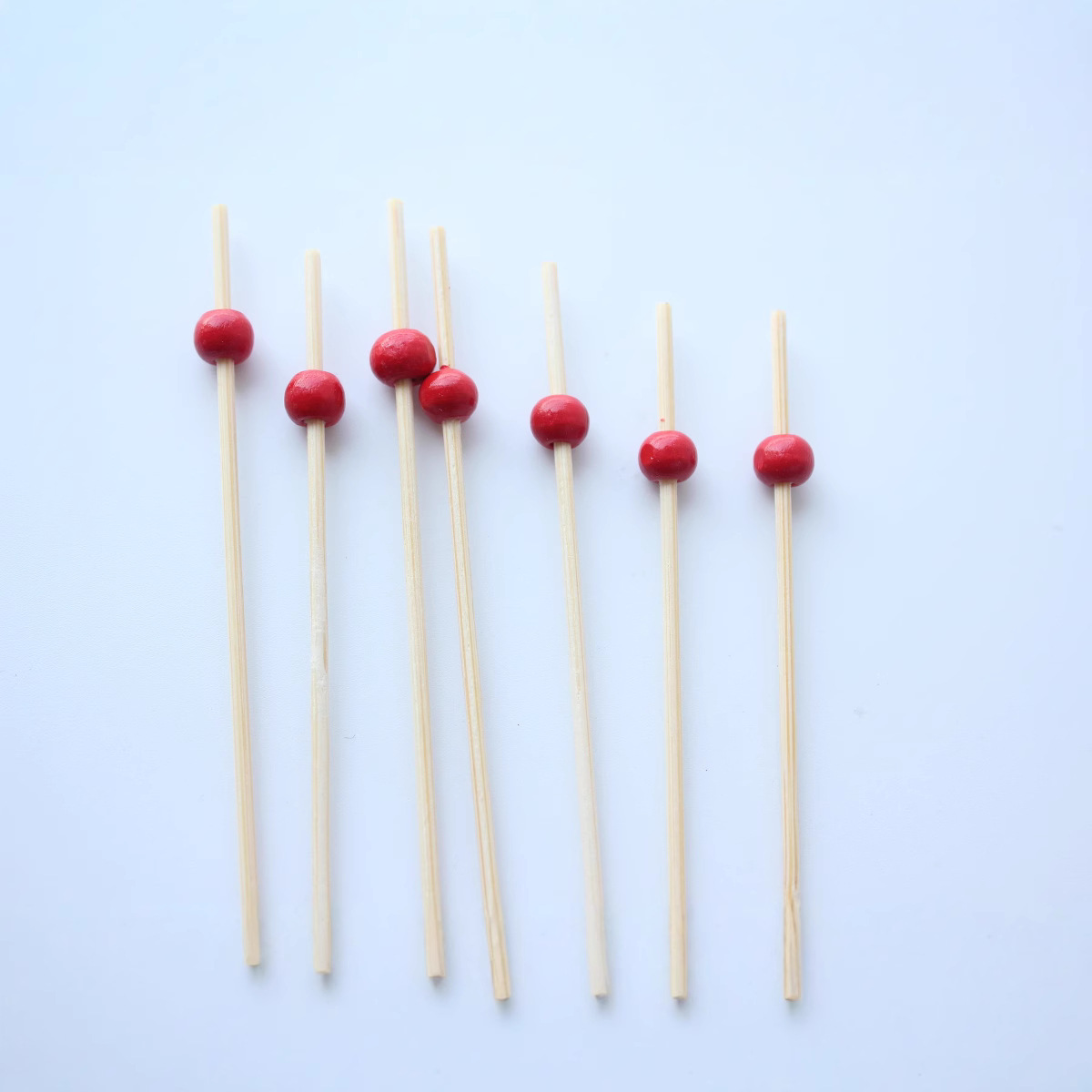 Palillo de fruta desechable varilla blanca bola roja perlas Arte Creativo palillo hamburguesa palo cóctel Tenedor de fruta celebridad de Internet