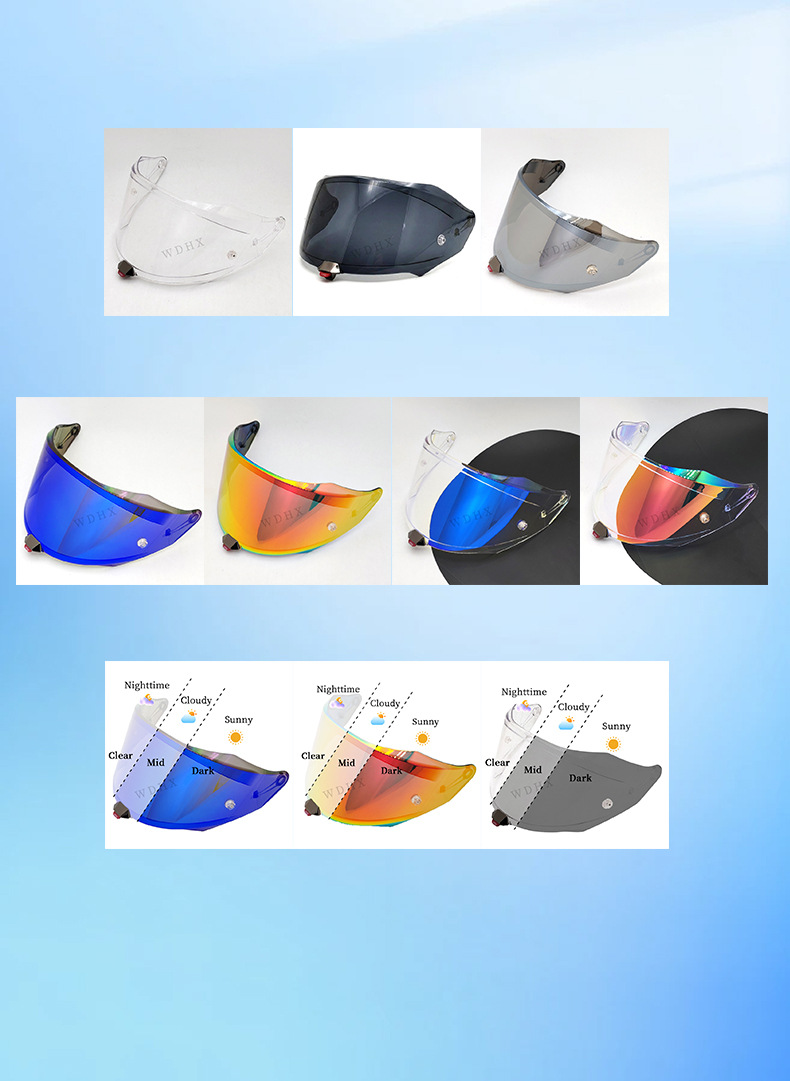 Compatible with KYT R1R motorcycle helmet lens, PC anti-fall, color-changing, high-definition, day and night universal anti-fog helmet accessory