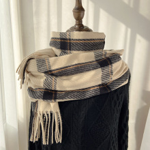格子围巾女秋冬季2024新款韩国东大门仿羊绒流苏披肩情侣保暖围脖