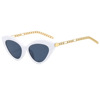 Retro sunglasses, fashionable sun protection cream, chain, glasses, Korean style, cat's eye, UF-protection, wholesale