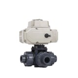 Электрический UPVC Трехсторонний шаровой клапан Q924/5F-10S Пластиковый трехма-масло кислотный и щелочный коррозионный устойчивый