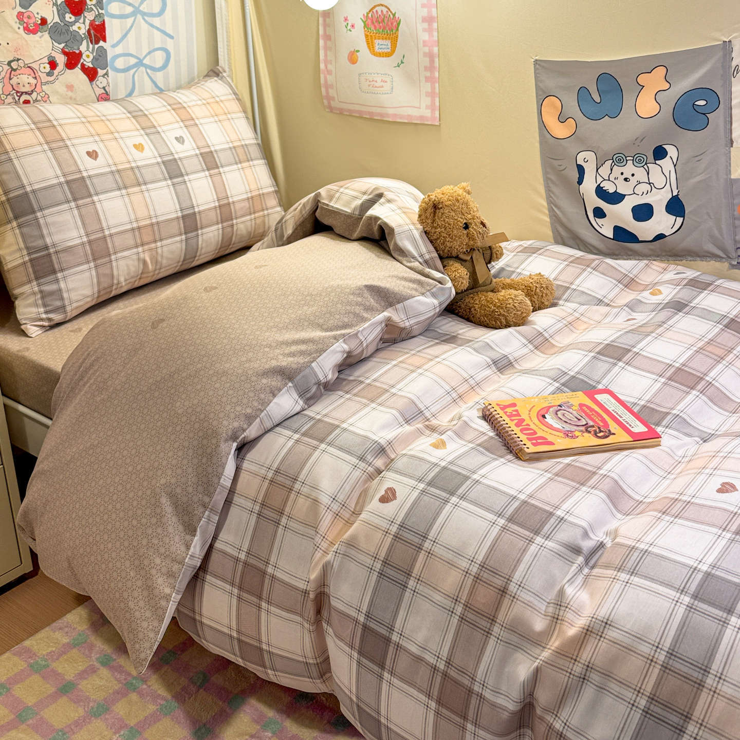 Ropa de cama de tres piezas para dormitorio de estudiantes de algodón puro 100% algodón, ropa de cama para dormitorio individual y doble, juego de cuatro piezas