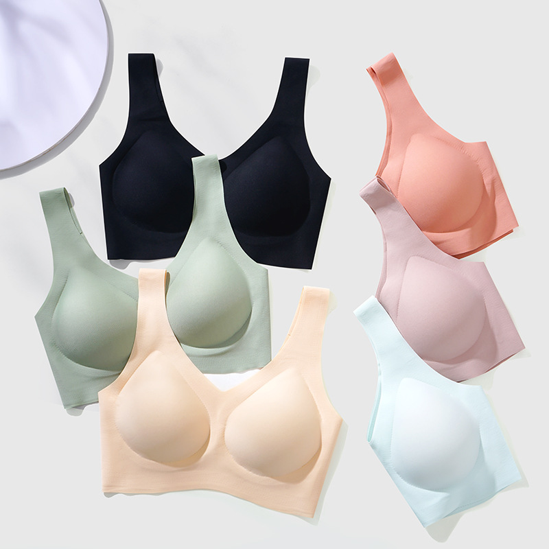 Traceless ropa interior femenina luz transpirable pecho grande pequeño sin anillo de acero reunión anti-flacidez chaleco sujetador