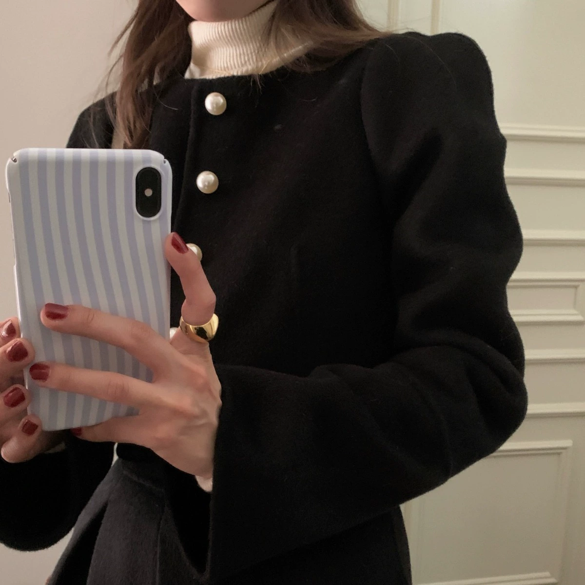 Double-sided woolen cashmere, set from pearl, jacket, 24 years
