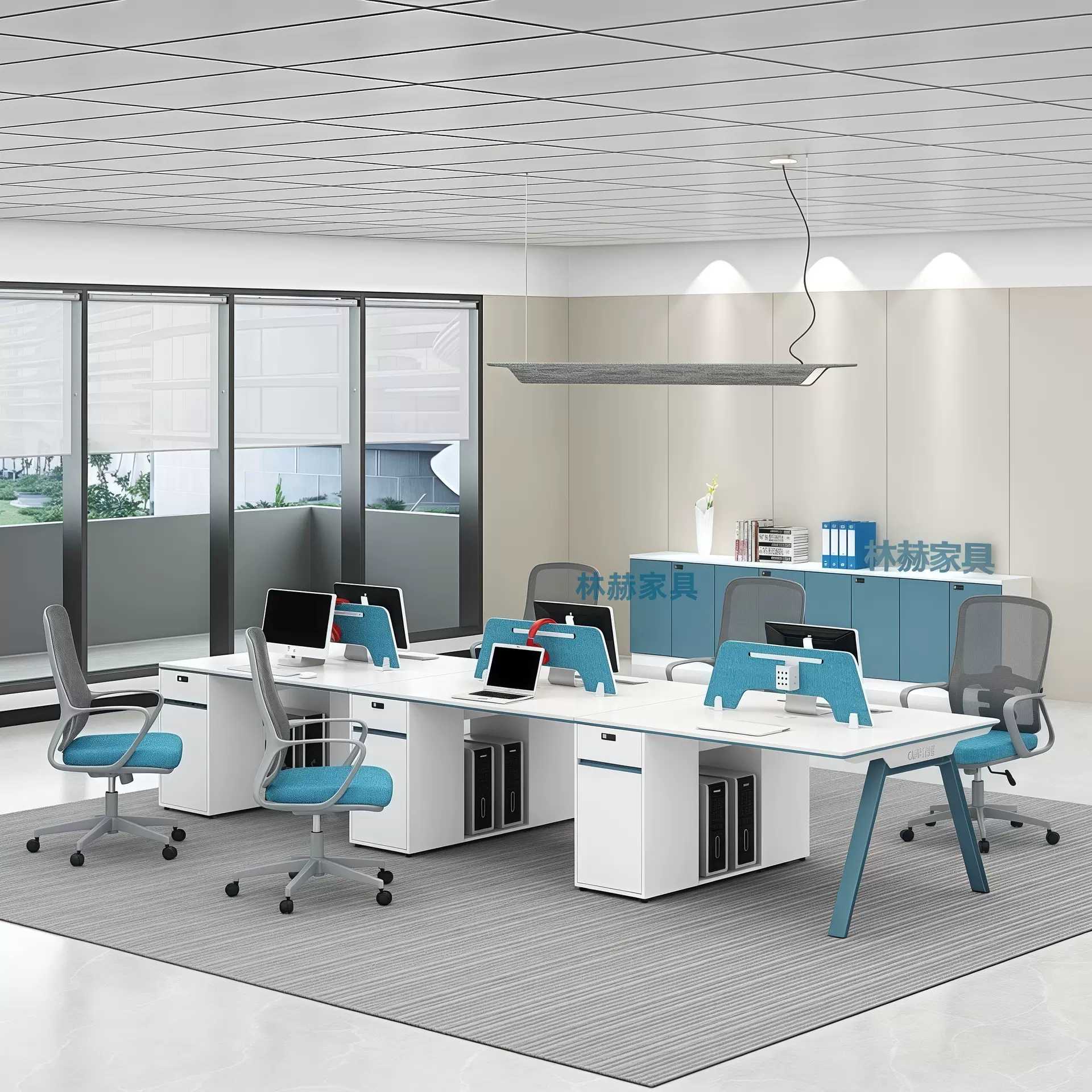 办公桌椅组合2四6单人员工位电脑室职员桌屏风卡座位家具自由商用