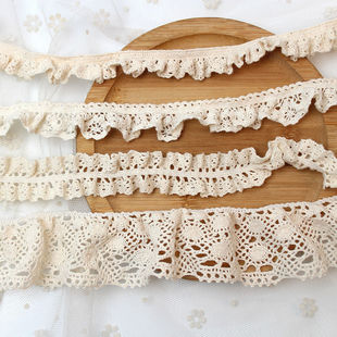 Off-White Elastic Cotton Lace Handmade Fabric Lace Socks Accessories Skirt Curtain Hem Decorative Trim