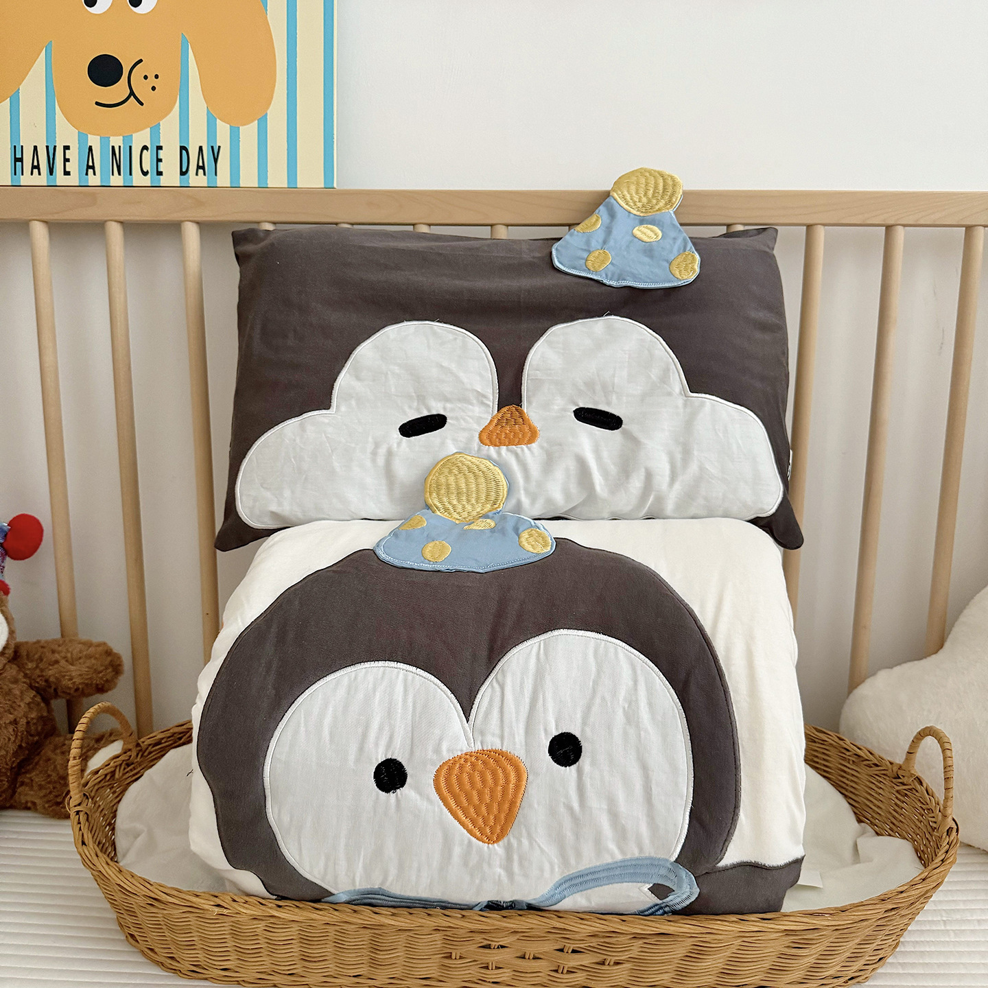 Cotton cute pillowcase for kindergarten