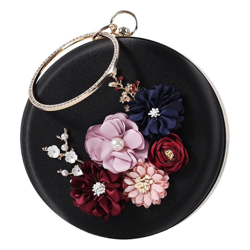 Venta caliente de la fábrica 2023 nuevo bolso de noche flor axila redonda de mano bolso de noche bolsa de Hanfu bolsa con incrustaciones