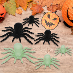 Cross-border wholesale Halloween flocked spider fluorescent spider black spider scene layout props haunted house trick gifts