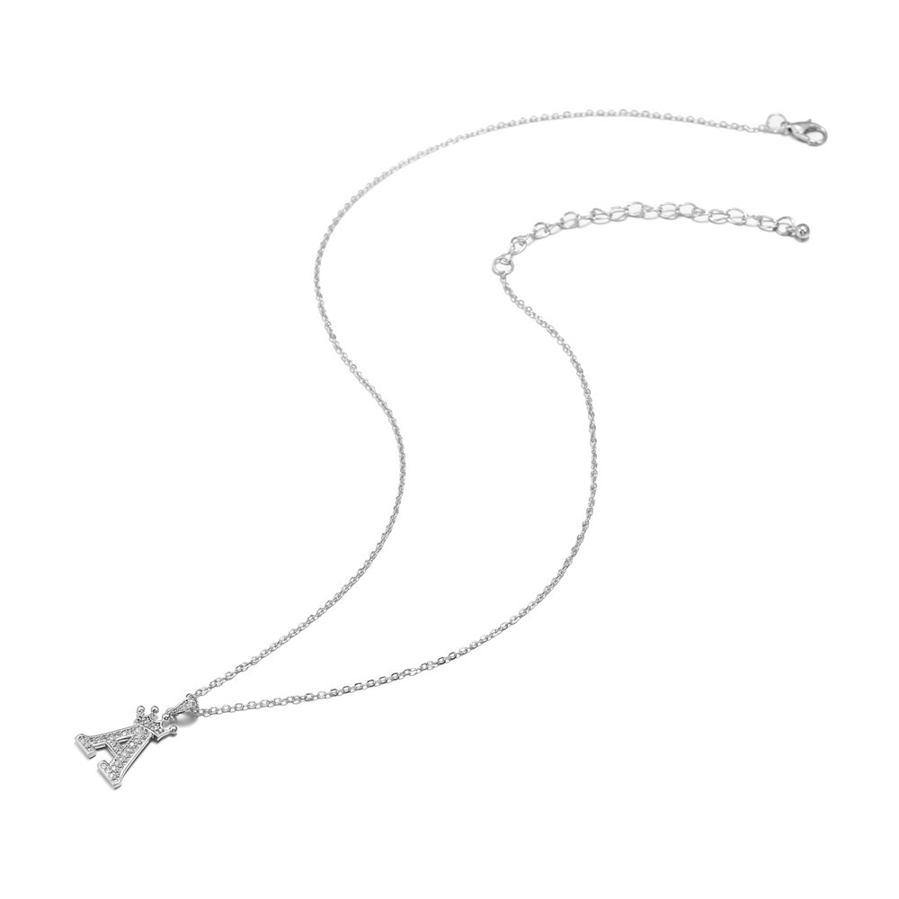Fashion Micro-inlaid Zircon Crown English Letter Necklace Platinum Necklace Wholesale Nihaojewelry