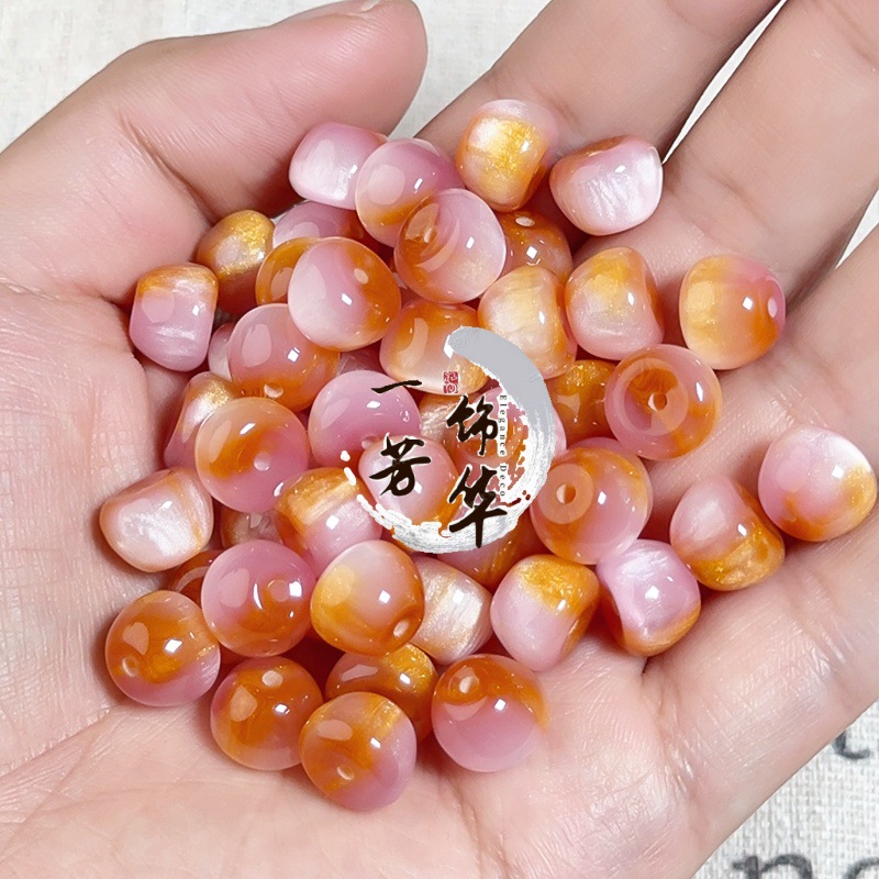 金メッキ樹脂アップルビーズブレスレットルースビーズビーズアクセサリージュエリービーズ衣類アクセサリーボタン瑪瑙ビーズ