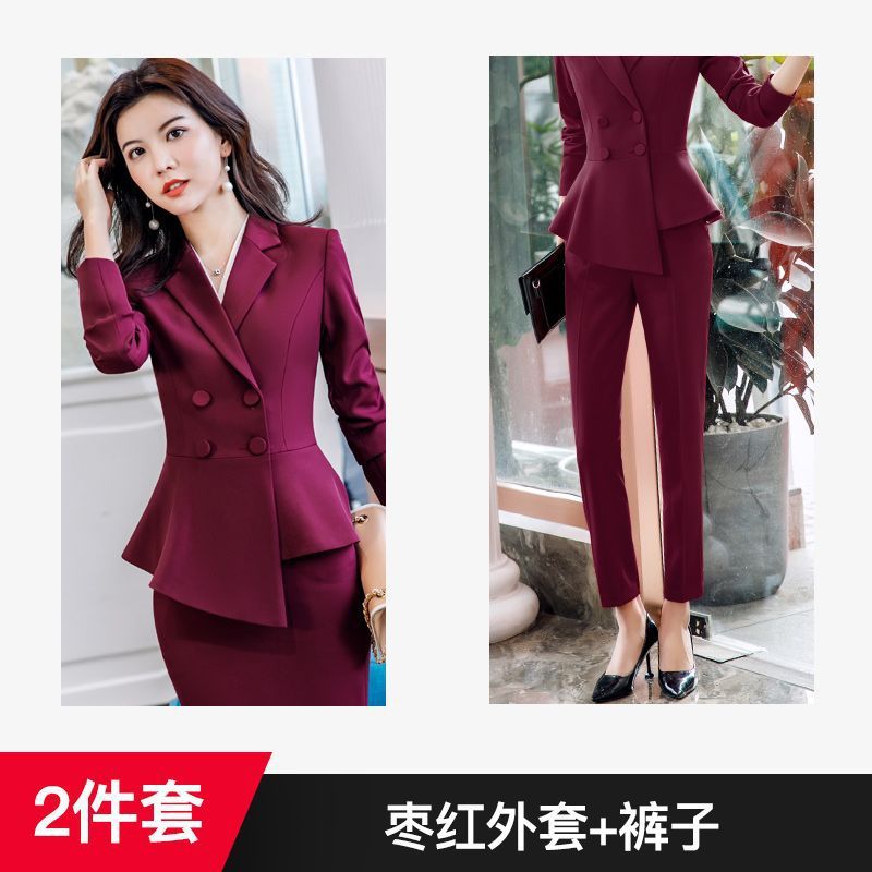 职业装女秋冬新款韩版名媛时尚气质小香风西服套装长袖小西装外套|undefined