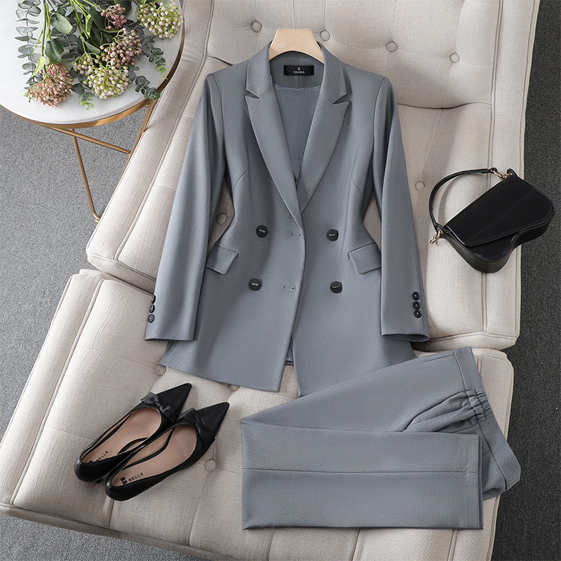 Qiguniang black suit suit women's autumn high-end hotel front desk professional formal wear elegant suit jacket overalls