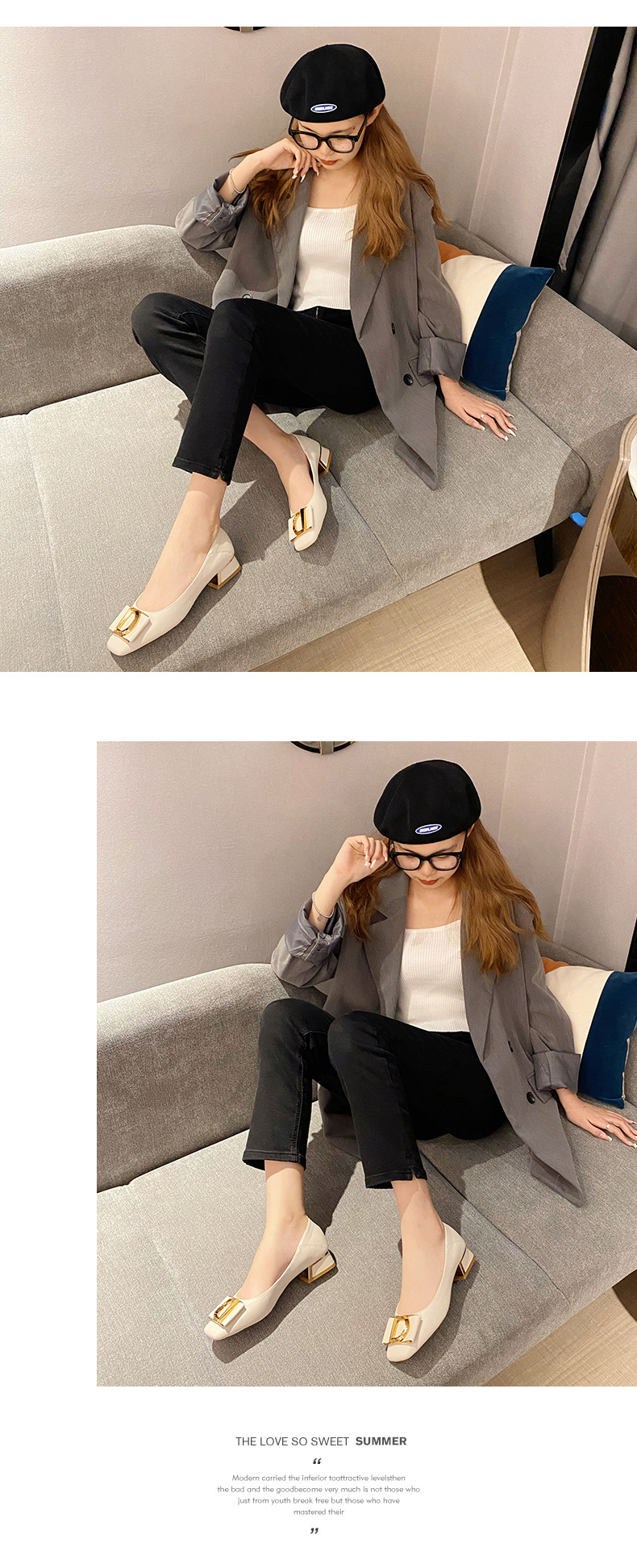 Women's Dress Shoes With Metal Buckle In Solid Leather Design_voghion.com