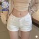 Hot Girl Mid-Waist Full-Hip Denim Shorts Summer Solid Color Basic Simple All-Match Comfortable Stretch Hip Slim-Fit Hot Pants