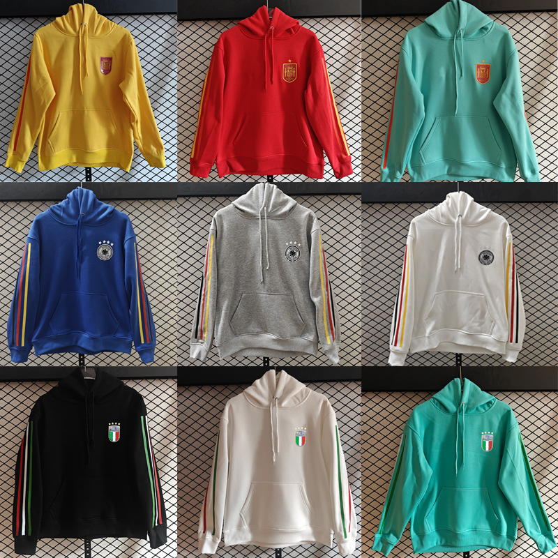 2526 National Team of Germany, Italy, and Spain New Sports Casual Warm Fleece-Lined Crewneck Sweatshirt Simple Style