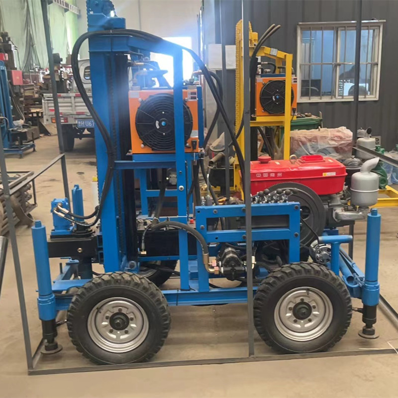牵引轮式柴油液压打井机 大口径150米水井钻机 农用百米钻井设备