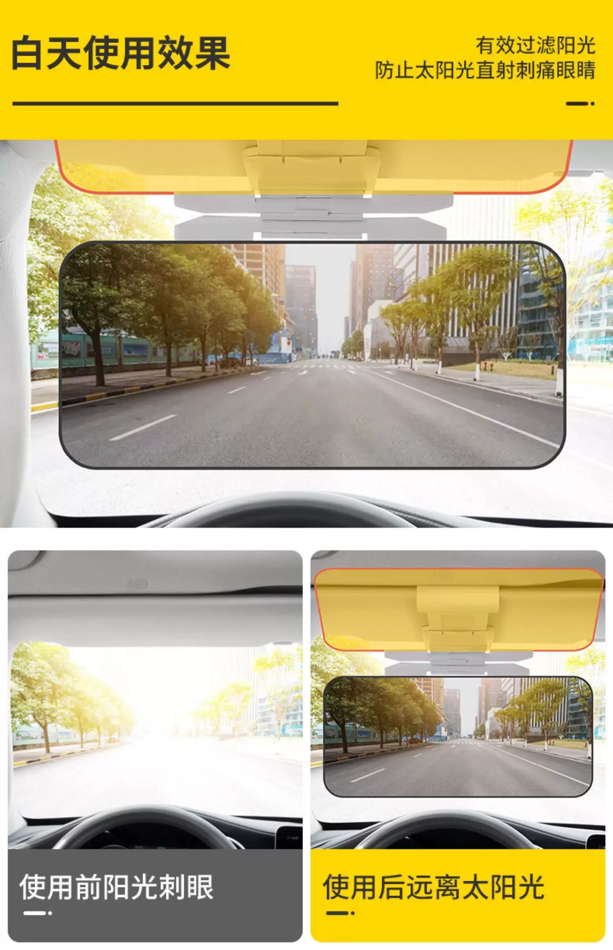 German car anti-glare sun visor, day and night dual-use eye protection shield, anti-dazzle car visor