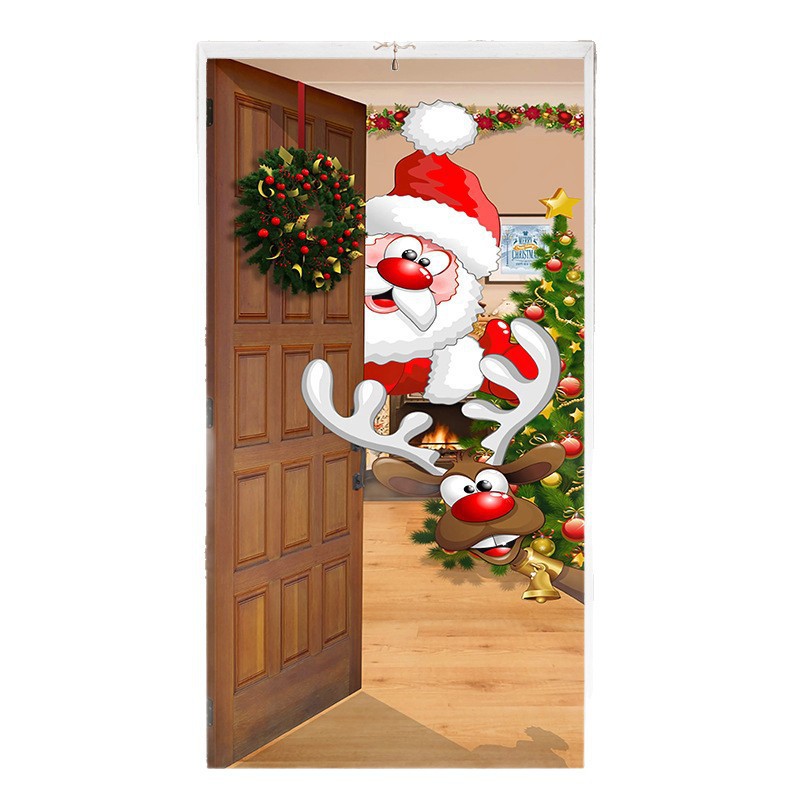 Lámparas de color de Navidad cubierta de tela decoración puerta de poliéster de alta densidad tela de fondo de Año Nuevo fiesta de puerta de entrada amueblado tapices