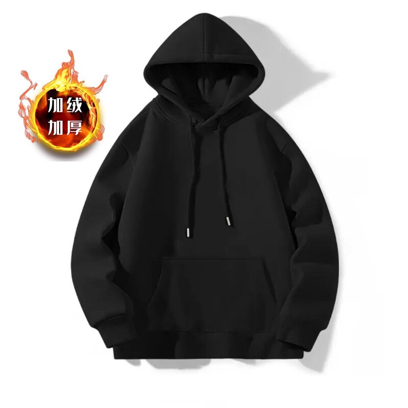 Men's cotton fleece-lined hooded sweatshirt for autumn and winter, solid color, casual loose top, available at low prices in the flash warehouse Men's cotton fleece-lined hooded sweatshirt for autumn and winter, solid color, casual loose top, available at low prices in the flash warehouse