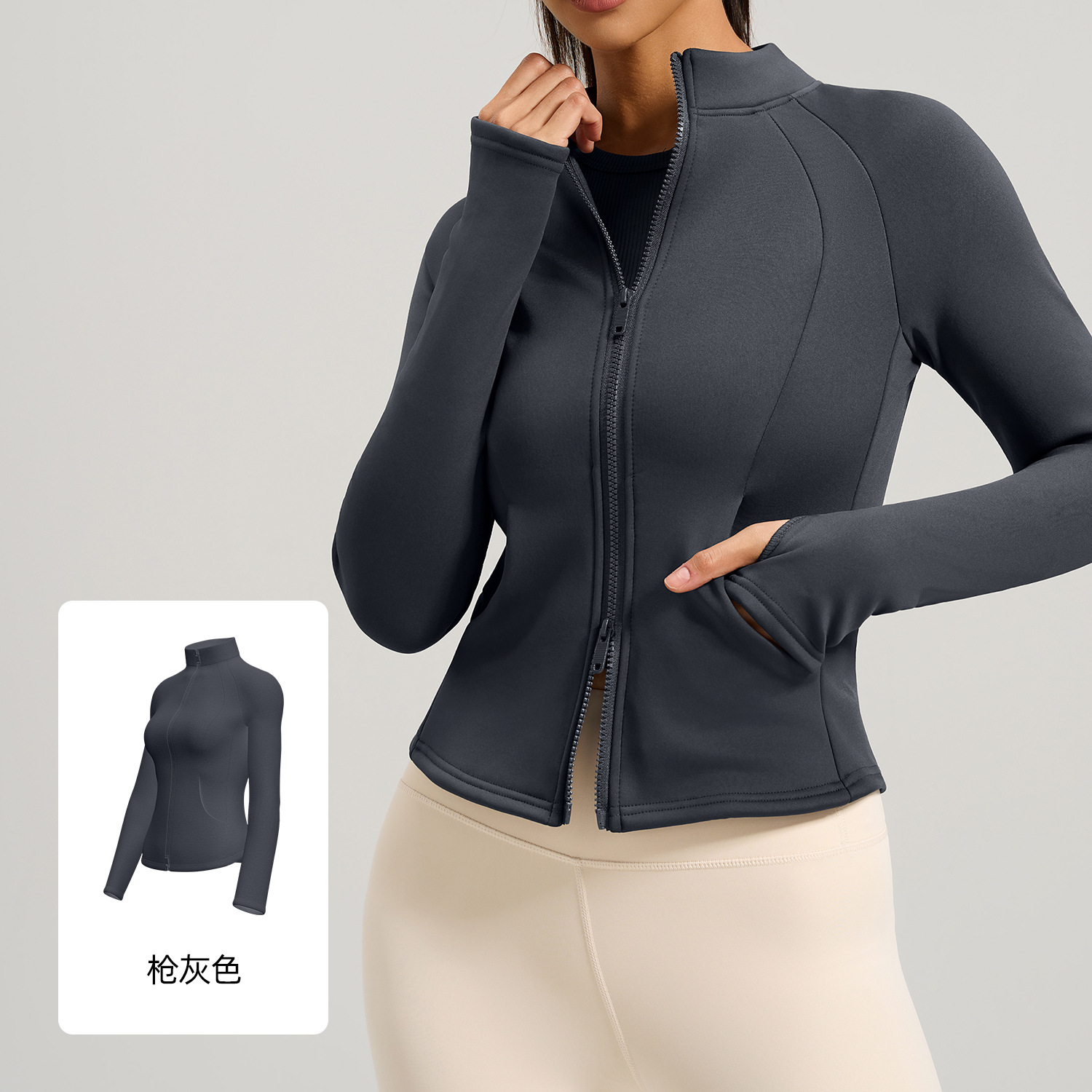 Juyi Tang mel桃 vello de cuello de bolsillo abrigo otoño invierno nuevo vello grueso abrigo de yoga de cuello de collar