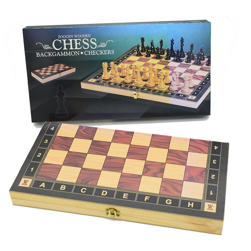 Three-in-one wooden chess multi-play table game entertainment 29cm foldable board game entertainment