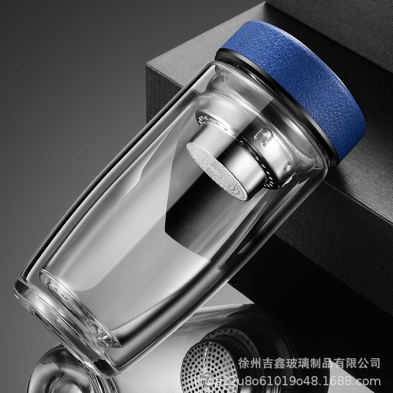 鹅蛋杯商务通过茶杯耐高温茶水分离杯大容量双层加厚玻璃杯泡茶杯|undefined