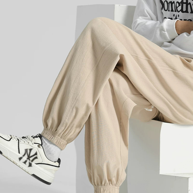 Cotton and Linen Casual Pants for Men, Summer New Trendy Brand Joggers, Cropped Pants, Thin Sports Pants, Linen Men's Pants