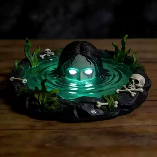 跨境万圣节树脂幽灵摆件骷髅头水鬼烟灰缸小夜灯桌面装饰品工艺品