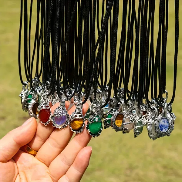 European and American jewelry accessories wholesale cross-border eBay crystal gemstone hexagonal column rose vintage Amazon pendant