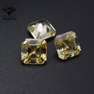 Goose Yellow Square Chamfer Cheping Pagoda Asche Zircon Bare Stone cz Gem Light Yellow Small Anise Wuzhou Factory