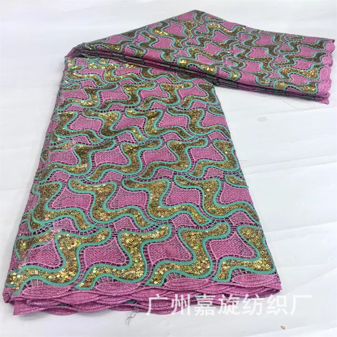 Inventario de agua bordada sequinilla tela de encaje vestido africano moda cheongsam tela de encaje encaje africano image 9