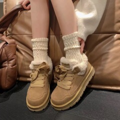 无尾熊～2025冬季新款棉鞋女款冬季新款厚底加绒雪地靴真皮短靴鞋