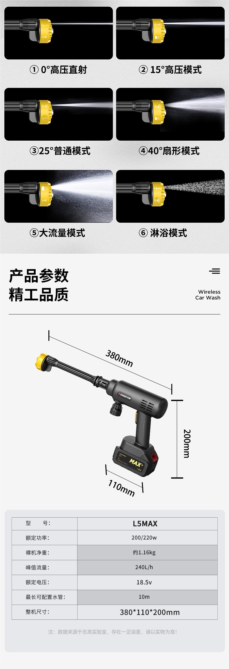 Chigo Wireless Car Washing Machine High-Pressure Household Car Washing Water Gun High-Power Lithium Battery Cleaning Artifact Super Supercharged Grab