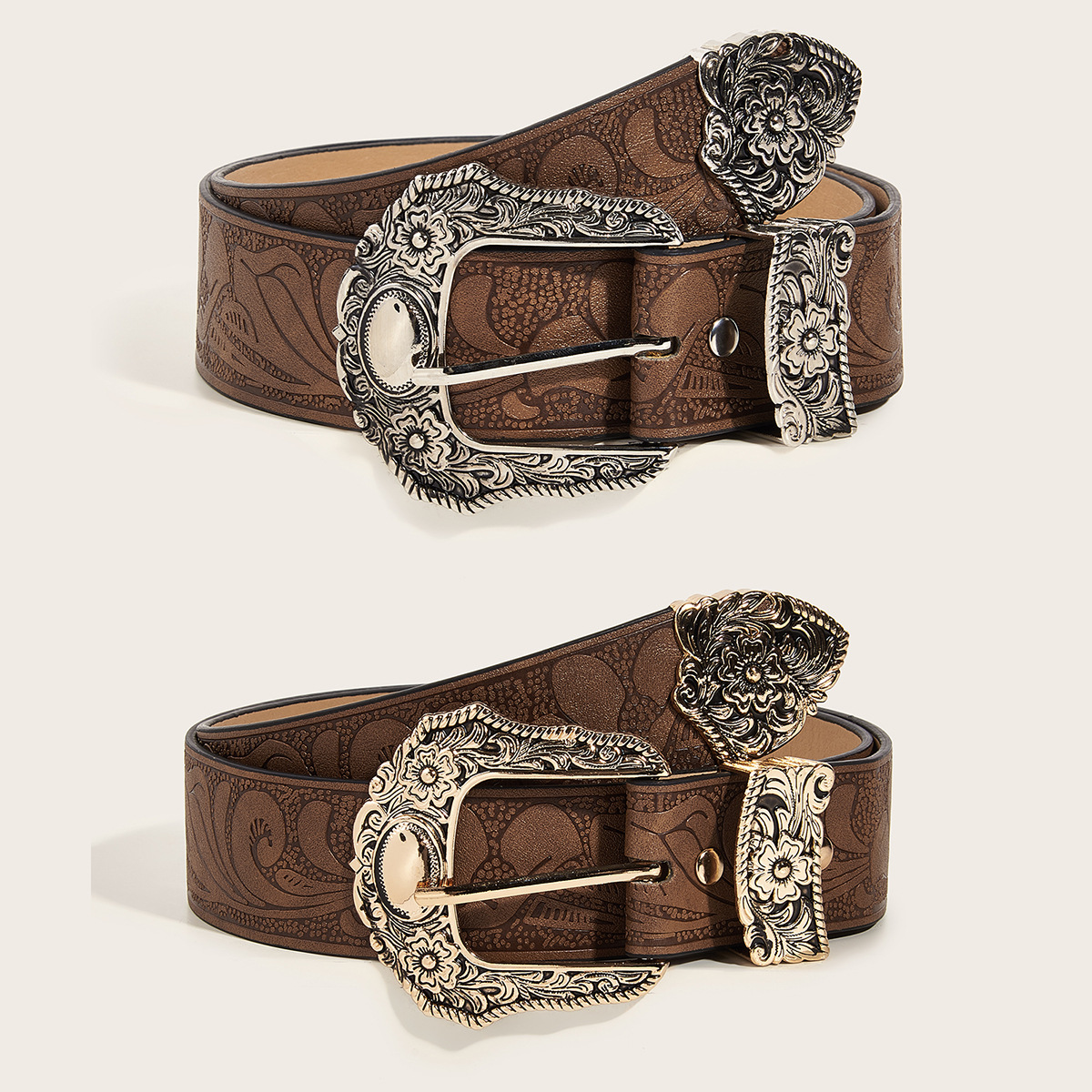 Casual Simple Style Printing Imitation Leather Alloy Women's Leather Belts display picture 1