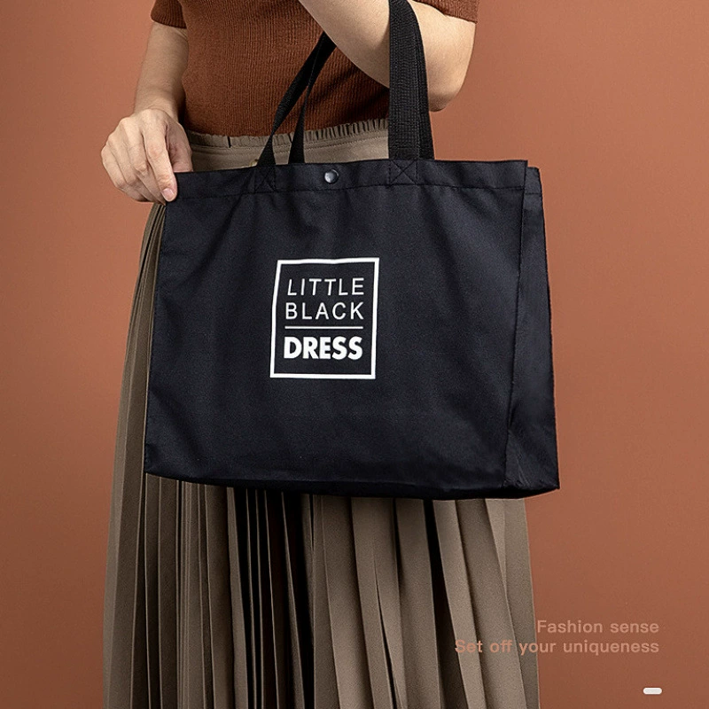 Черная простая модная сумка для прогулок, холщовая сумка для супермаркета, портативная экологически чистая сумка для покупок, сумка Оксфорд